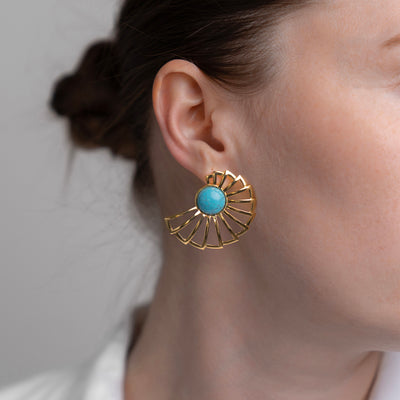 Blue Fan Earrings