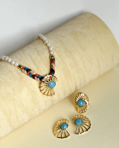 Blue Fan Earrings