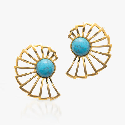 Blue Fan Earrings